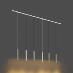 Modern railsysteem met 6 hanglampen beige met wit 1-fase - Slimline Keno