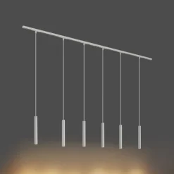 Modern railsysteem met 6 hanglampen wit 1-fase - Slimline Keno