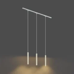 Modern railsysteem met 3 hanglampen beige met wit 1-fase - Slimline Keno