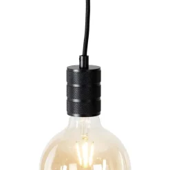 Modern railsysteem met 5 hanglampen zwart 1-fase- Iconic Cavalux