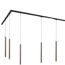 Modern railsysteem met 5 hanglampen donker brons 1-fase - Iconic Frini