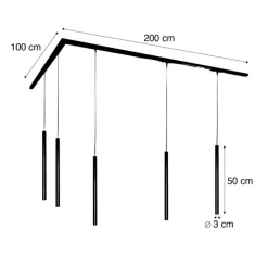 Modern railsysteem met 5 hanglampen donker brons 1-fase - Iconic Frini