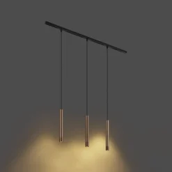 Modern railsysteem met 3 hanglampen brons 1-fase - Slimline Keno