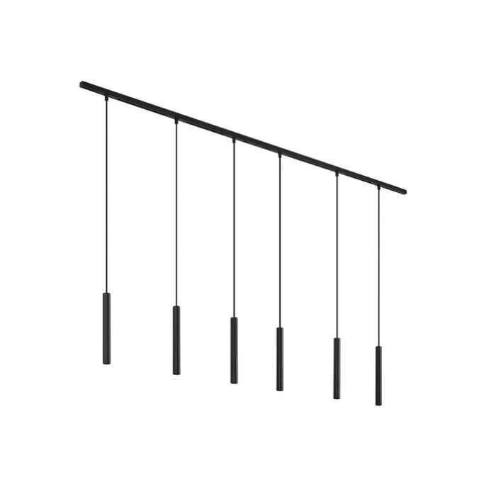 Modern railsysteem met 6 hanglampen zwart 1-fase - Slimline Keno