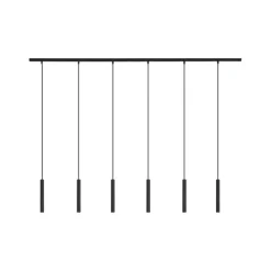 Modern railsysteem met 6 hanglampen zwart 1-fase - Slimline Keno