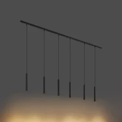 Modern railsysteem met 6 hanglampen zwart 1-fase - Slimline Keno