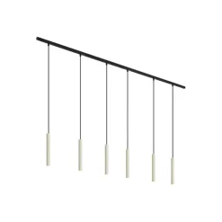 Modern railsysteem met 6 hanglampen beige met zwart 1-fase - Slimline Keno