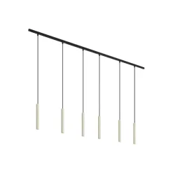 Modern railsysteem met 6 hanglampen beige met zwart 1-fase - Slimline Keno