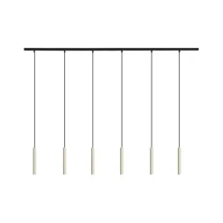 Modern railsysteem met 6 hanglampen beige met zwart 1-fase - Slimline Keno