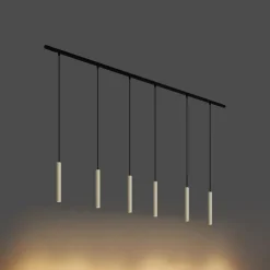 Modern railsysteem met 6 hanglampen beige met zwart 1-fase - Slimline Keno