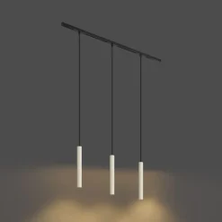 Modern railsysteem met 3 hanglampen beige met zwart 1-fase - Slimline Keno
