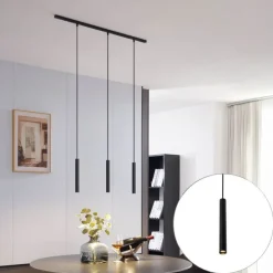 Modern railsysteem met 3 hanglampen zwart 1-fase - Slimline Keno