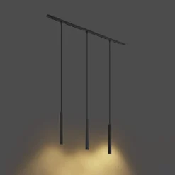 Modern railsysteem met 3 hanglampen zwart 1-fase - Slimline Keno