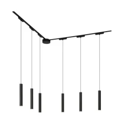 Modern railsysteem met 6 hanglampen zwart 1-fase - Magnetic Cassie