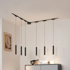 Modern railsysteem met 6 hanglampen zwart 1-fase - Magnetic Cassie