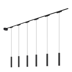 Modern railsysteem met 6 hanglampen zwart 1-fase - Magnetic Cassie