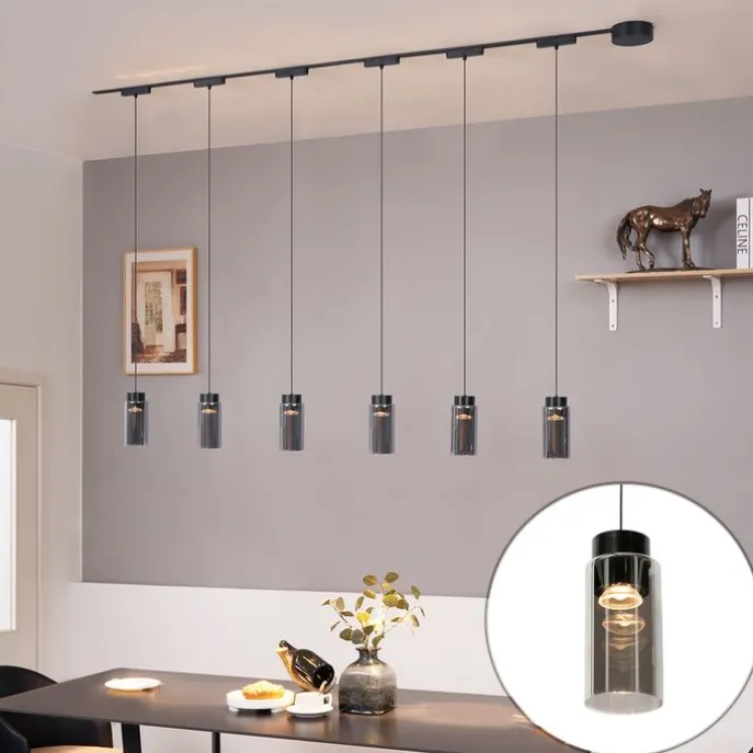 Modern railsysteem met 6 hanglampen zwart 1-fase - Magnetic Vance