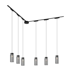 Modern railsysteem met 6 hanglampen zwart 1-fase - Magnetic Vance