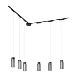 Modern railsysteem met 6 hanglampen zwart 1-fase - Magnetic Vance