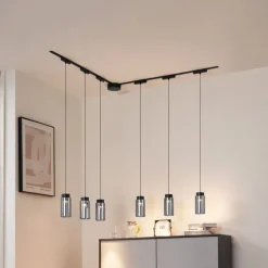 Modern railsysteem met 6 hanglampen zwart 1-fase - Magnetic Vance