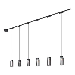 Modern railsysteem met 6 hanglampen zwart 1-fase - Magnetic Vance