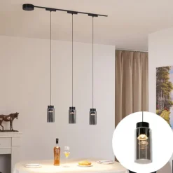 Modern railsysteem met 3 hanglampen zwart 1-fase - Magnetic Vance