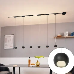 Modern railsysteem met 6 hanglampen zwart 1-fase - Magnetic Lance