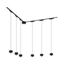 Modern railsysteem met 6 hanglampen zwart 1-fase - Magnetic Lance