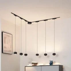 Modern railsysteem met 6 hanglampen zwart 1-fase - Magnetic Lance