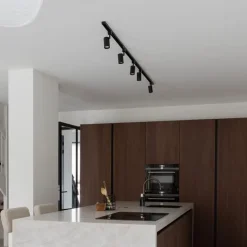 Modern railsysteem met 5 spots zwart 1-fase- Iconic Jeana