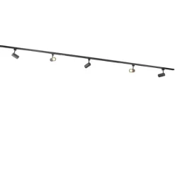 Modern railsysteem met 5 spots zwart 1-fase- Iconic Jeana