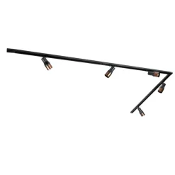Modern railsysteem met 5 spots zwart met donker brons 1-fase - Iconic Kohua
