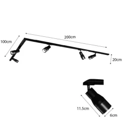 Modern railsysteem met 5 spots zwart met donker brons 1-fase - Iconic Kohua