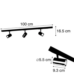 Modern railsysteem met 3 spots goud 1-fase- Iconic Jeana