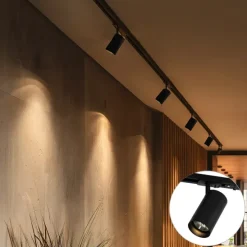 Modern railsysteem met 5 spots zwart 1-fase GU10 70mm - Iconic Jeana Luxe