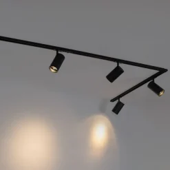 Modern railsysteem met 5 spots zwart 1-fase GU10 70mm - Iconic Jeana Luxe