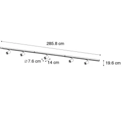 Modern railsysteem met 5 spots zwart 1-fase GU10 70mm - Iconic Jeana Luxe