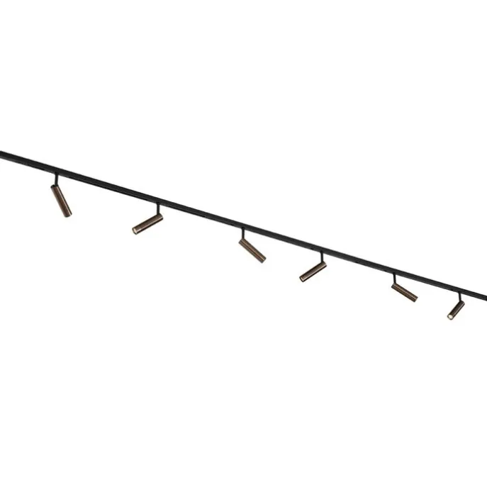 Modern railsysteem met 6 spots donker brons 1-fase - Slimline Uzzy