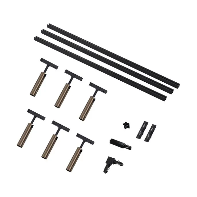 Modern railsysteem met 6 spots donker brons 1-fase - Slimline Uzzy