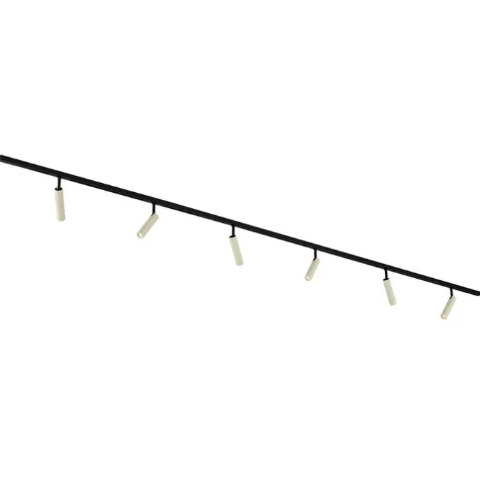 Modern railsysteem met 6 spots beige met zwart 1-fase - Slimline Uzzy