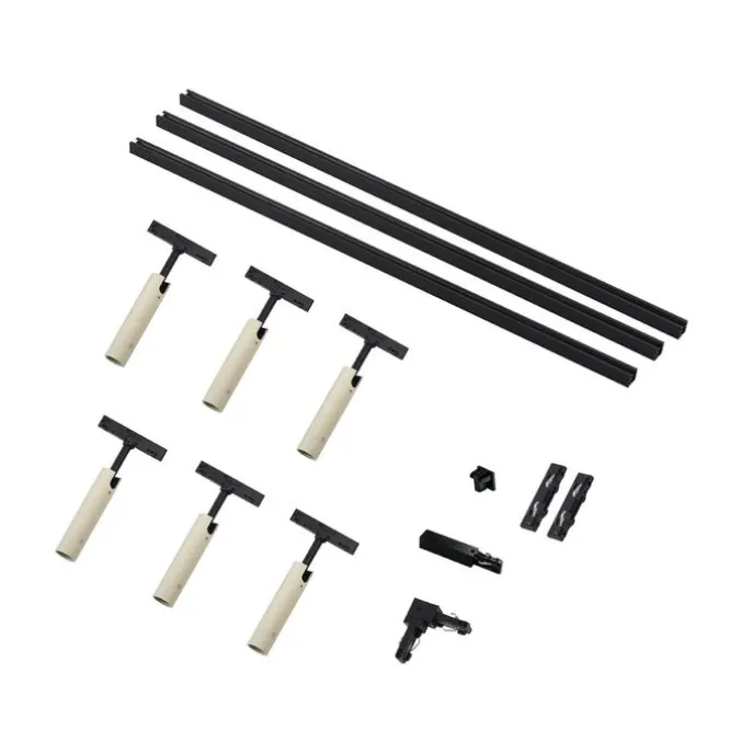 Modern railsysteem met 6 spots beige met zwart 1-fase - Slimline Uzzy