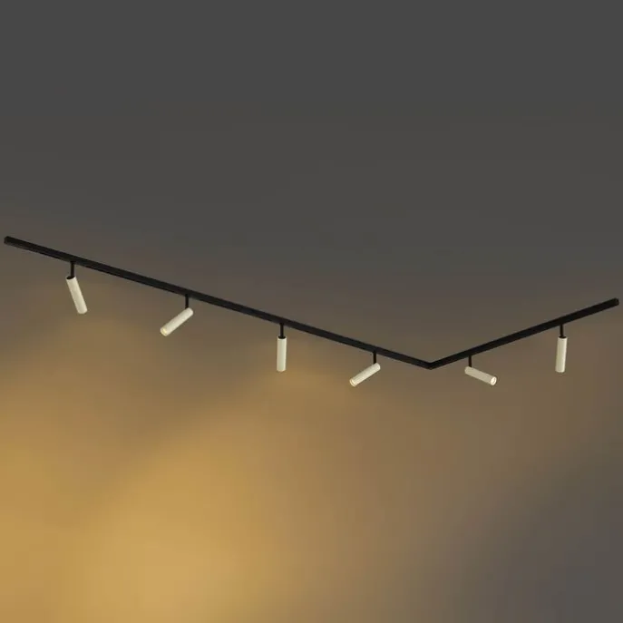 Modern railsysteem met 6 spots beige met zwart 1-fase - Slimline Uzzy