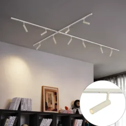 Modern railsysteem met 10 spots beige met wit 1-fase - Slimline Uzzy