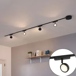 Modern railsysteem met 4 spots zwart 1-fase - Magnetic Lance