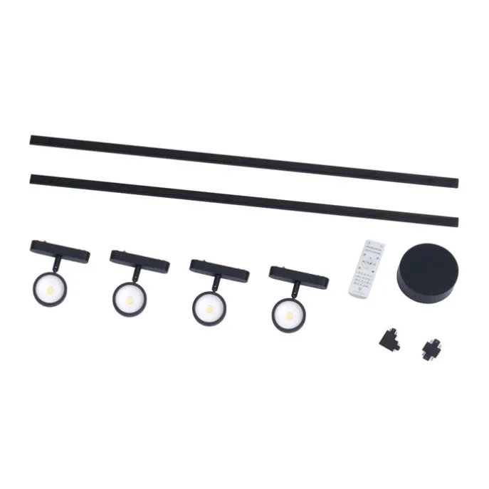 Modern railsysteem met 4 spots zwart 1-fase - Magnetic Lance