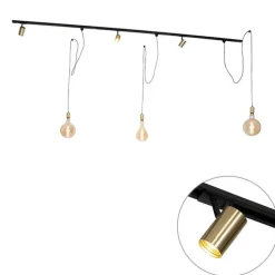 Modern railsysteem met 3 spots en 3 hanglampen goud 1-fase - Iconic Cavalux Jeana