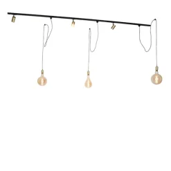Modern railsysteem met 3 spots en 3 hanglampen goud 1-fase - Iconic Cavalux Jeana