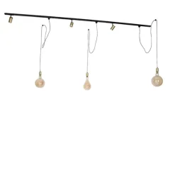 Modern railsysteem met 3 spots en 3 hanglampen goud 1-fase - Iconic Cavalux Jeana