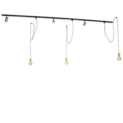 Modern railsysteem met 3 spots en 3 hanglampen goud 1-fase - Iconic Cavalux Jeana