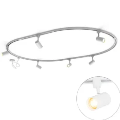Modern railsysteem met 6 spots wit 1-fase ovaal 100cm - Iconic Jeana